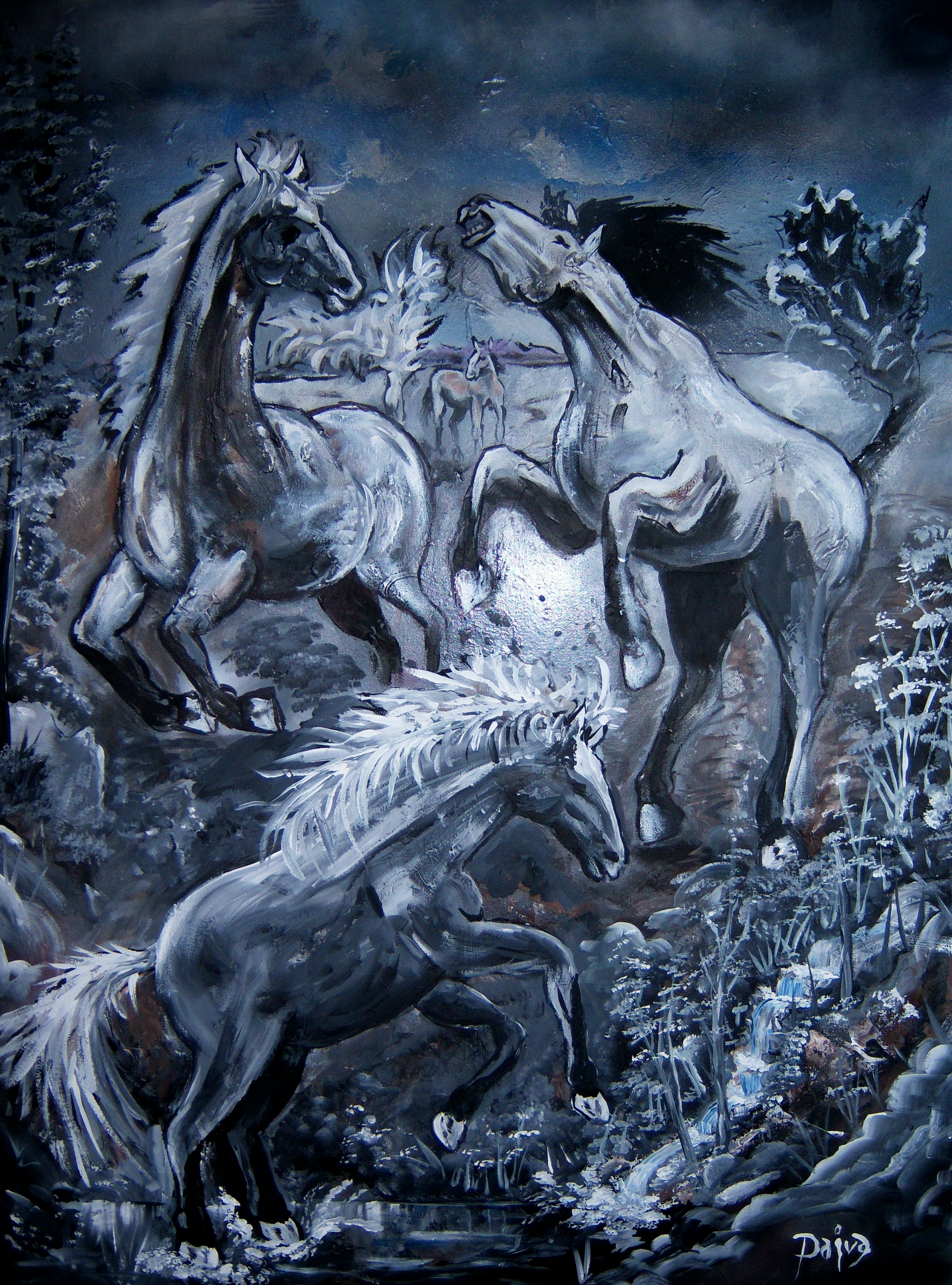 Horses at Play (acrylic)